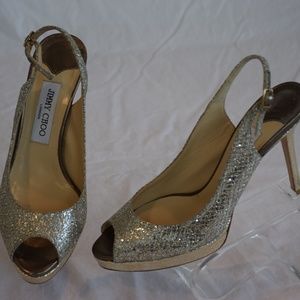 Jimmy Choo Shoes - Jimmy Choo Metallic Platform Slingback Stilettos Jimmy Choo Shoes - Jimmy Choo Metallic Platform Slingback Stilettos